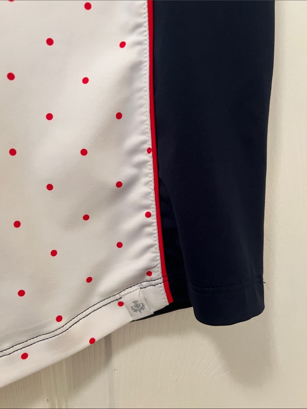 NWOT Lady Hagen Navy Sleeveless Womens Golf Polo with Red Polka Dot Trim - Picture 4 of 8